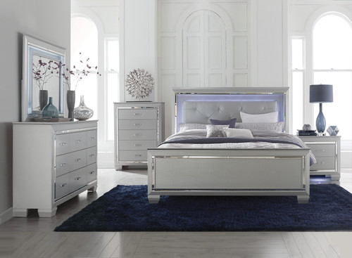 New silver gray queen - gray, l.e.d.